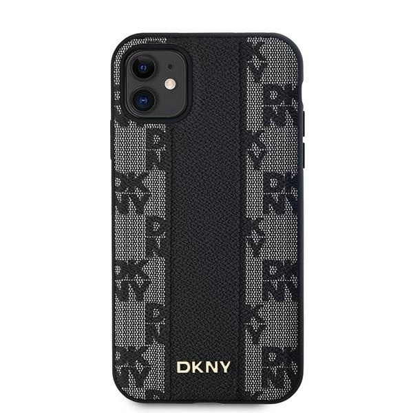 DKNY Leather Checkered Mono Pattern MagSafe Case for iPhone 11 / Xr - Blackeng