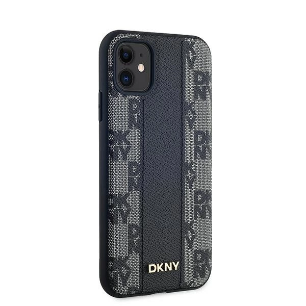 DKNY Leather Checkered Mono Pattern MagSafe Case for iPhone 11 / Xr - Blackeng