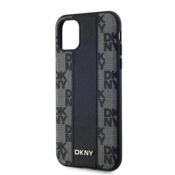 DKNY Leather Checkered Mono Pattern MagSafe Case for iPhone 11 / Xr - Blackeng