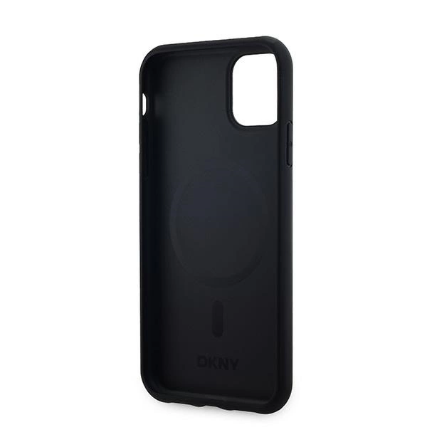 DKNY Leather Checkered Mono Pattern MagSafe Case for iPhone 11 / Xr - Blackeng
