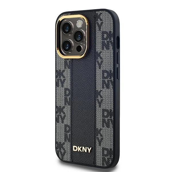 DKNY Leather Checkered Mono Pattern MagSafe case for iPhone 14 Pro - blackeng