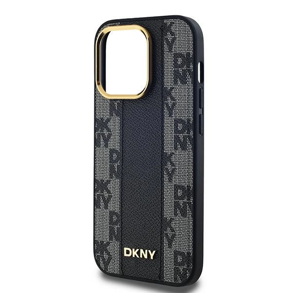 DKNY Leather Checkered Mono Pattern MagSafe Case for iPhone 14 Pro Max - Blackeng