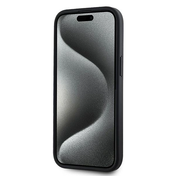 DKNY Leather Checkered Mono Pattern MagSafe Case for iPhone 15 Plus / 14 Plus - Blackeng