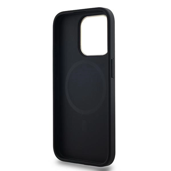 DKNY Leather Checkered Mono Pattern MagSafe iPhone 15 Pro Max Case - Blackeng