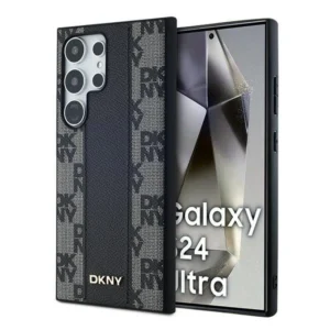 DKNY Leather Checkered Mono Pattern MagSafe Case for Samsung Galaxy S24 Ultra - Blackeng
