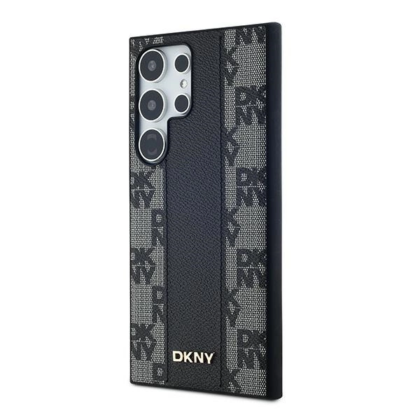 DKNY Leather Checkered Mono Pattern MagSafe Case for Samsung Galaxy S24 Ultra - Blackeng