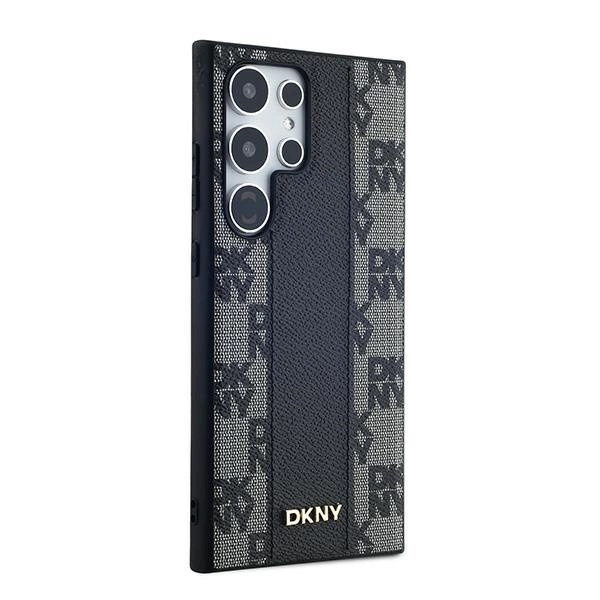 DKNY Leather Checkered Mono Pattern MagSafe Case for Samsung Galaxy S24 Ultra - Blackeng