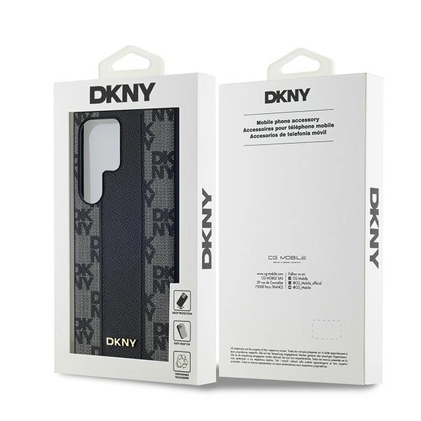 DKNY Leather Checkered Mono Pattern MagSafe Case for Samsung Galaxy S24 Ultra - Blackeng