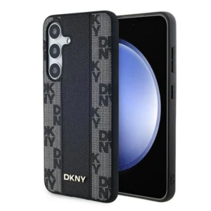 DKNY Leather Checkered Mono Pattern MagSafe case for Samsung Galaxy S24+ - blackeng