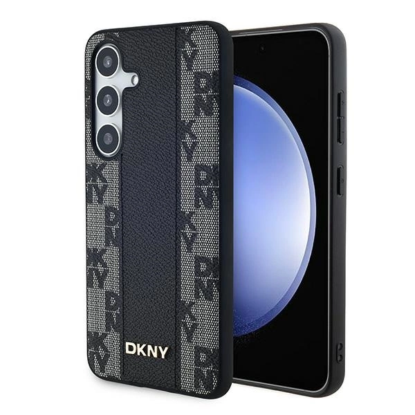 DKNY Leather Checkered Mono Pattern MagSafe case for Samsung Galaxy S24 - blackeng