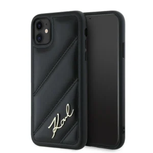 Karl Lagerfeld Diagonal Quilted Script case for iPhone 11 / Xr - blackeng