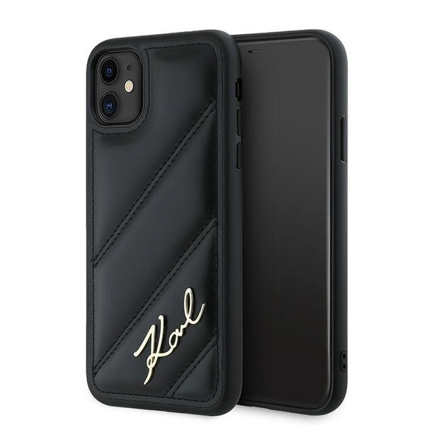 Karl Lagerfeld Diagonal Quilted Script case for iPhone 11 / Xr - blackeng