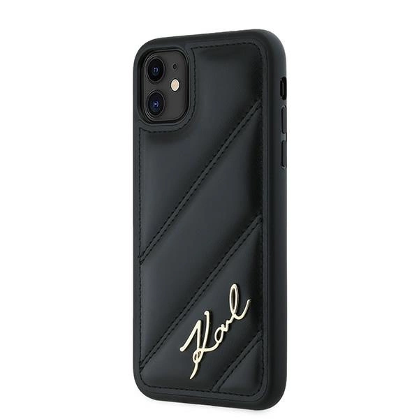 Karl Lagerfeld Diagonal Quilted Script case for iPhone 11 / Xr - blackeng