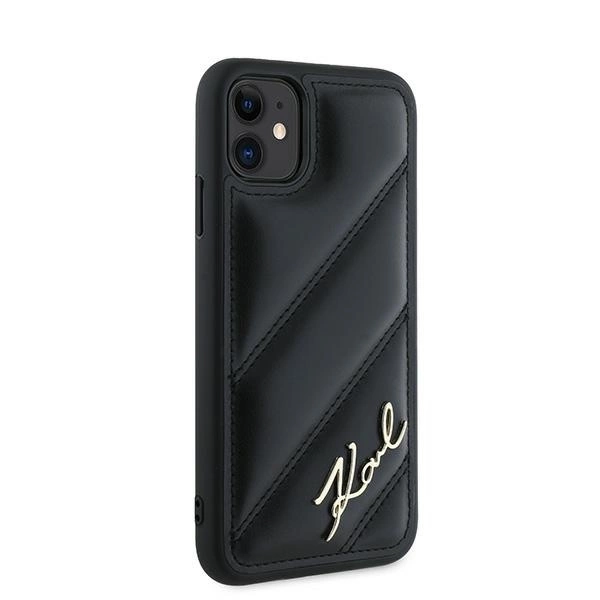 Karl Lagerfeld Diagonal Quilted Script case for iPhone 11 / Xr - blackeng