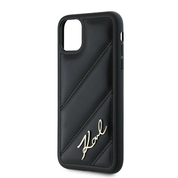 Karl Lagerfeld Diagonal Quilted Script case for iPhone 11 / Xr - blackeng
