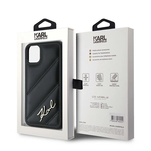 Karl Lagerfeld Diagonal Quilted Script case for iPhone 11 / Xr - blackeng