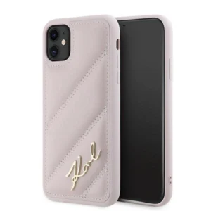 Karl Lagerfeld Diagonal Quilted Script case for iPhone 11 / Xr - pinkeng