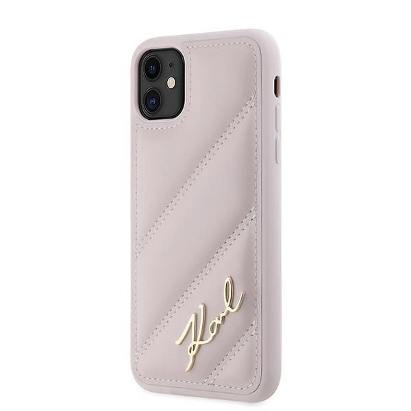 Karl Lagerfeld Diagonal Quilted Script case for iPhone 11 / Xr - pinkeng