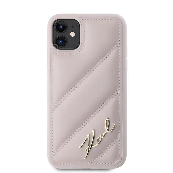 Karl Lagerfeld Diagonal Quilted Script case for iPhone 11 / Xr - pinkeng