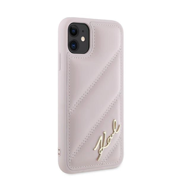 Karl Lagerfeld Diagonal Quilted Script case for iPhone 11 / Xr - pinkeng