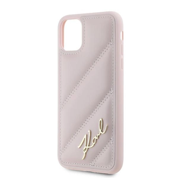 Karl Lagerfeld Diagonal Quilted Script case for iPhone 11 / Xr - pinkeng