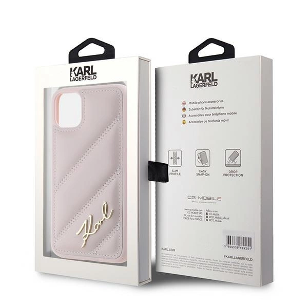 Karl Lagerfeld Diagonal Quilted Script case for iPhone 11 / Xr - pinkeng