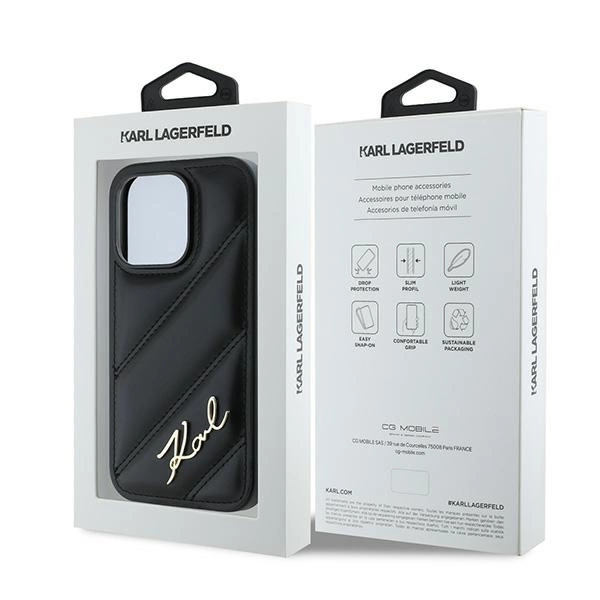 Karl Lagerfeld Diagonal Quilted Script case for iPhone 13 Pro / 13 - blackeng