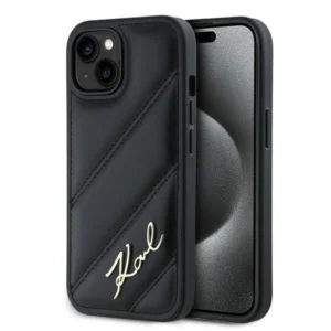 Karl Lagerfeld Diagonal Quilted Script case for iPhone 13 - blackeng