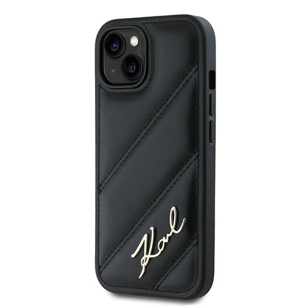 Karl Lagerfeld Diagonal Quilted Script case for iPhone 13 - blackeng