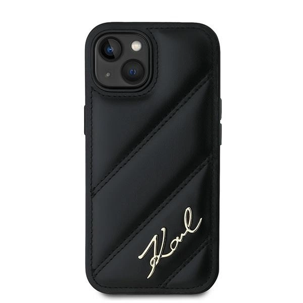 Karl Lagerfeld Diagonal Quilted Script case for iPhone 13 - blackeng