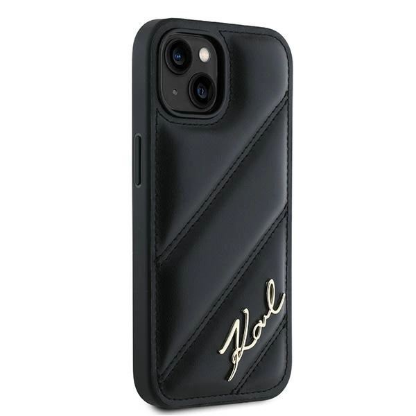 Karl Lagerfeld Diagonal Quilted Script case for iPhone 13 - blackeng