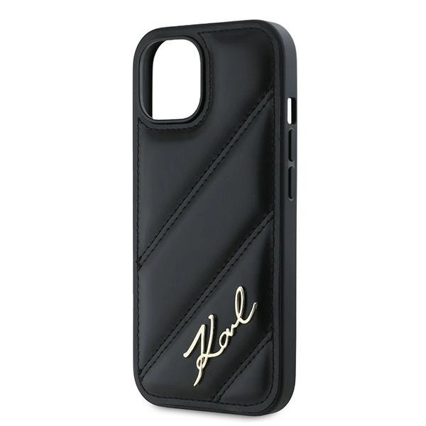 Karl Lagerfeld Diagonal Quilted Script case for iPhone 13 - blackeng