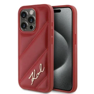 Karl Lagerfeld Diagonal Quilted Script case for iPhone 15 Pro - redeng