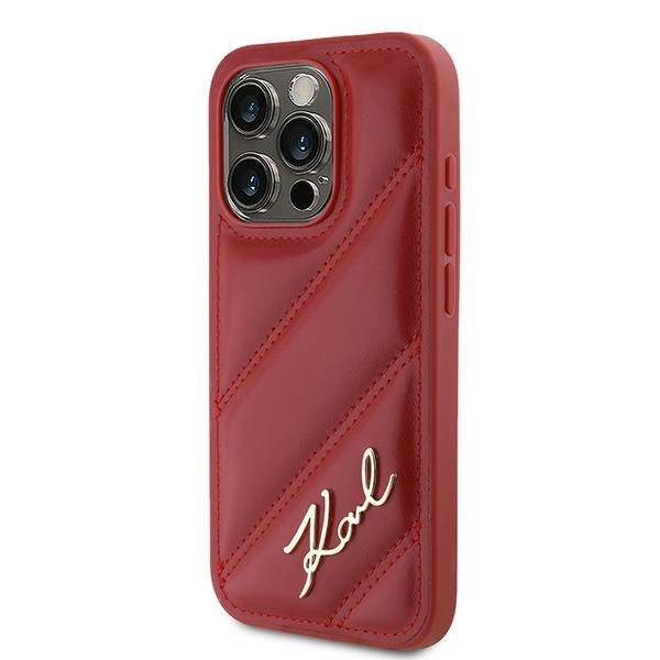 Karl Lagerfeld Diagonal Quilted Script case for iPhone 15 Pro - redeng