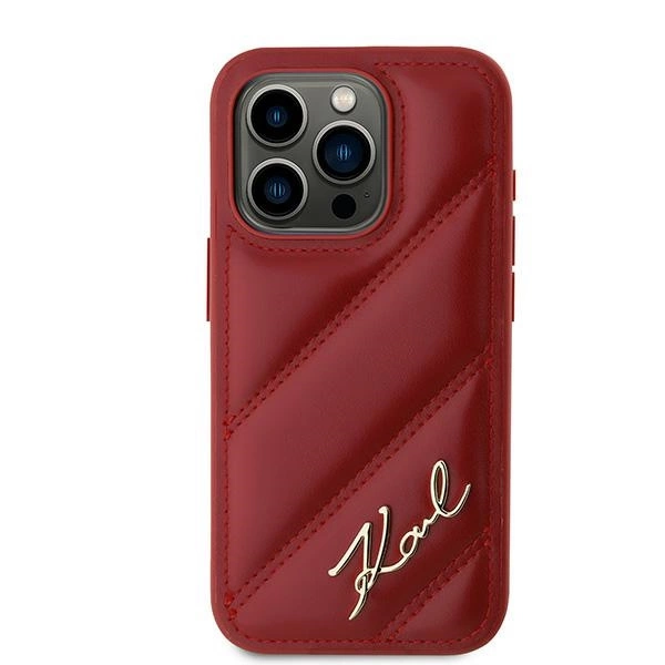 Karl Lagerfeld Diagonal Quilted Script case for iPhone 15 Pro - redeng