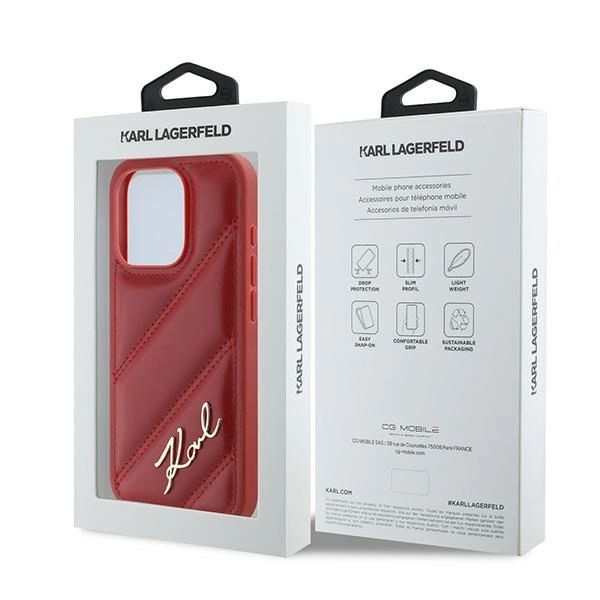 Karl Lagerfeld Diagonal Quilted Script case for iPhone 15 Pro - redeng