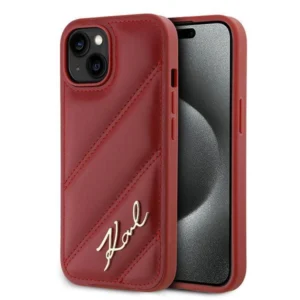 Karl Lagerfeld Diagonal Quilted Script case for iPhone 15 / 14 / 13 - redeng