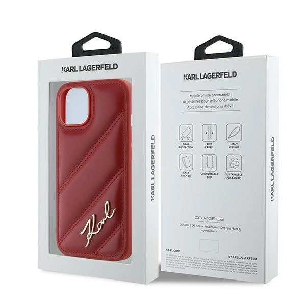 Karl Lagerfeld Diagonal Quilted Script case for iPhone 15 / 14 / 13 - redeng