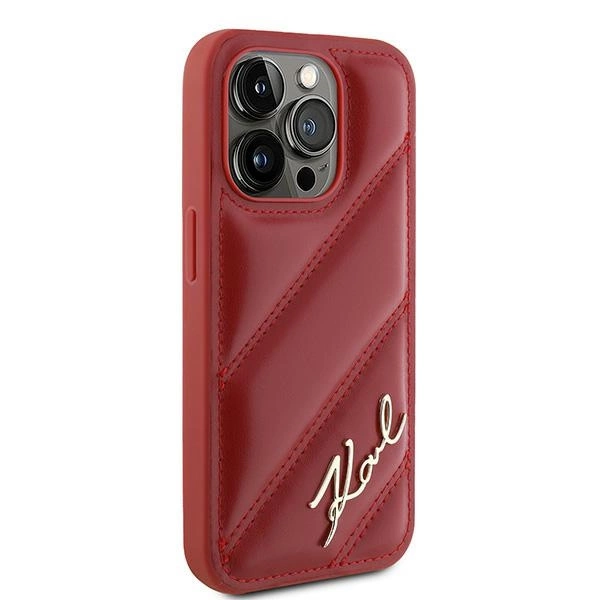 Karl Lagerfeld Diagonal Quilted Script case for iPhone 15 Pro Max - redeng