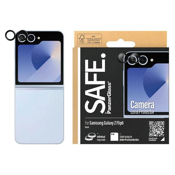SAFE by PanzerGlass camera cover for Samsung Galaxy Z Flip 6 - with black frameeng