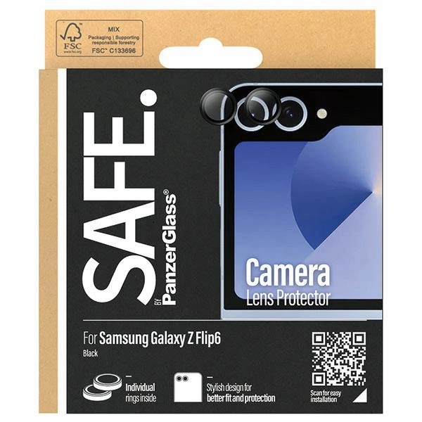 SAFE by PanzerGlass camera cover for Samsung Galaxy Z Flip 6 - with black frameeng