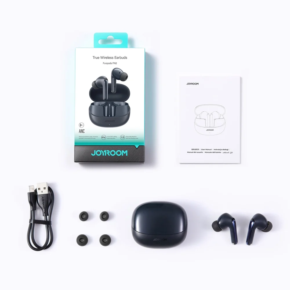 Joyroom Funpods JR-FN2 in-ear TWS headphones with Bluetooth 5.4, ANC function and IP54 protection - blackeng