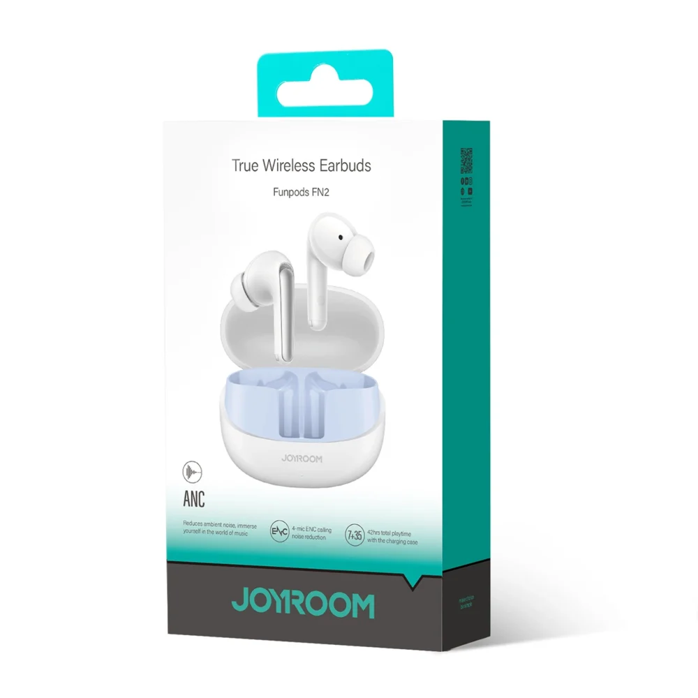 Joyroom Funpods JR-FN2 TWS in-ear headphones with Bluetooth 5.4, ANC function and IP54 protection - whiteeng