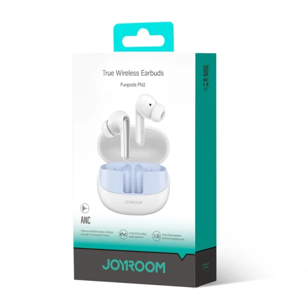 Joyroom Funpods JR-FN2 TWS in-ear headphones with Bluetooth 5.4, ANC function and IP54 protection - whiteeng