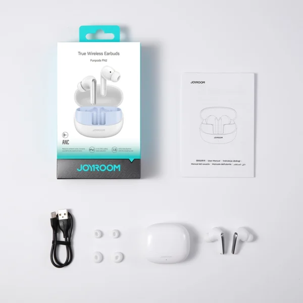 Joyroom Funpods JR-FN2 TWS in-ear headphones with Bluetooth 5.4, ANC function and IP54 protection - whiteeng