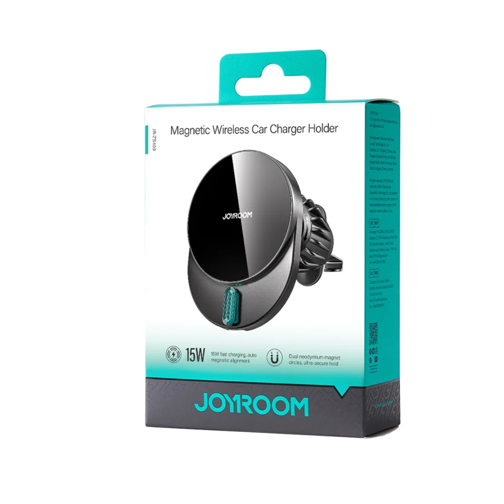 Joyroom JR-ZS409 magnetic holder with 15W inductive charger for car air vent - blackeng