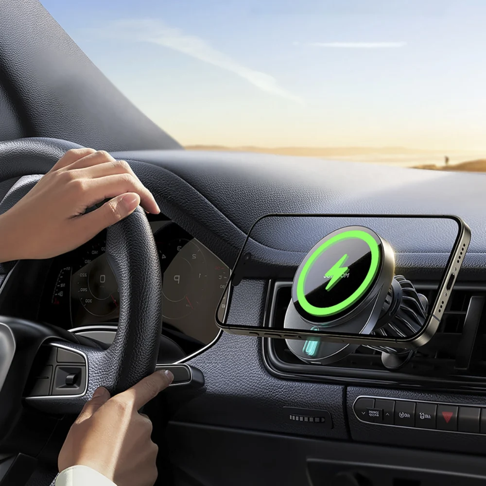 Joyroom JR-ZS409 magnetic holder with 15W inductive charger for car air vent - blackeng