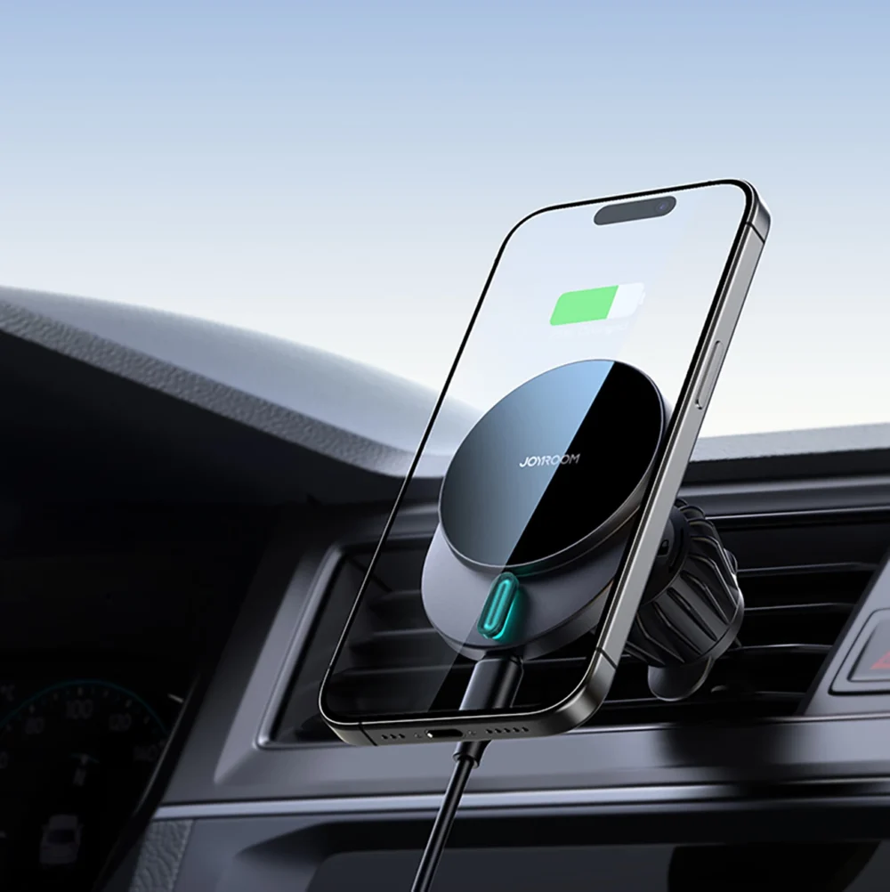 Joyroom JR-ZS409 magnetic holder with 15W inductive charger for car air vent - blackeng