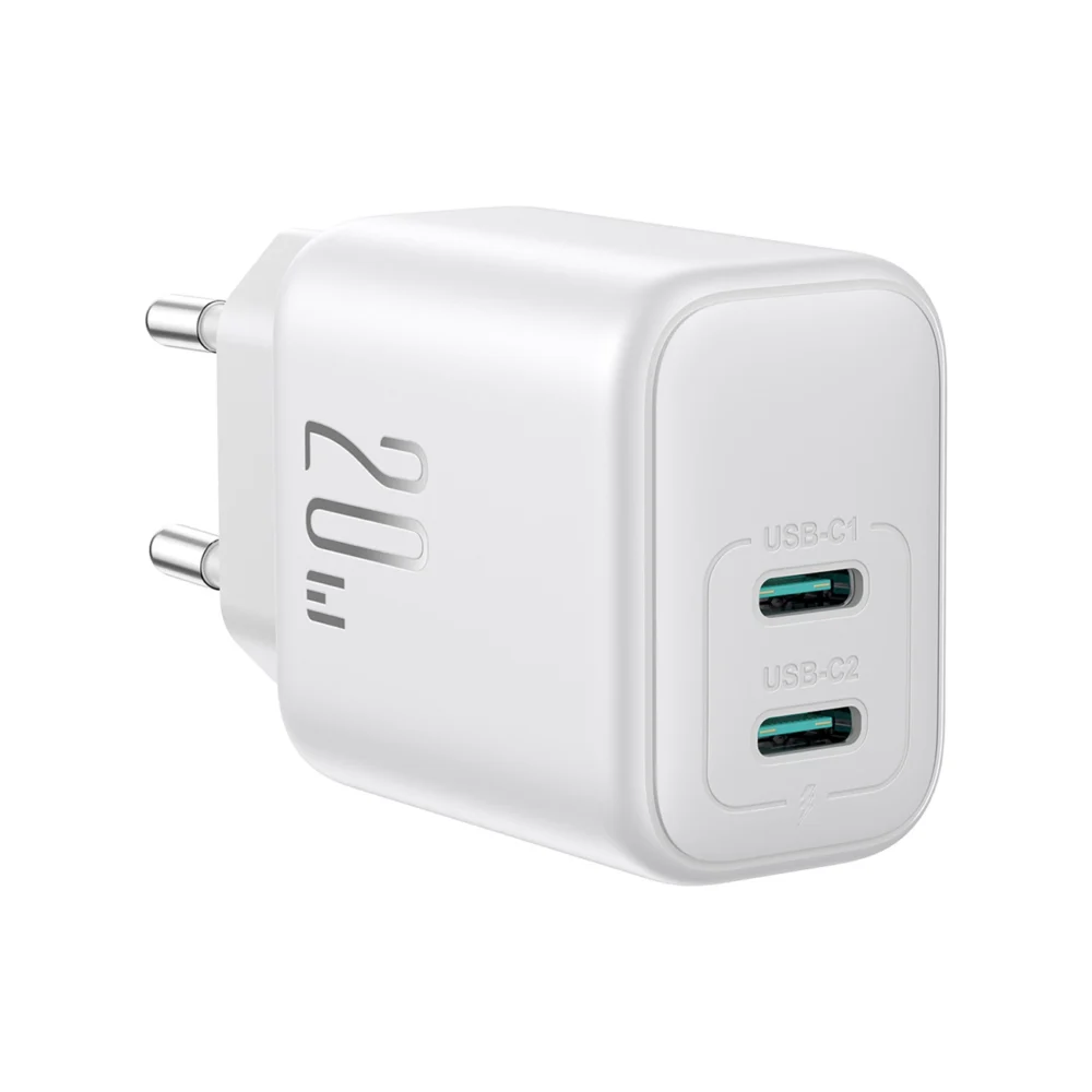 Joyroom JR-TCF12 mains charger 2x USB-C 20W PD / QC 3.0 - whiteeng