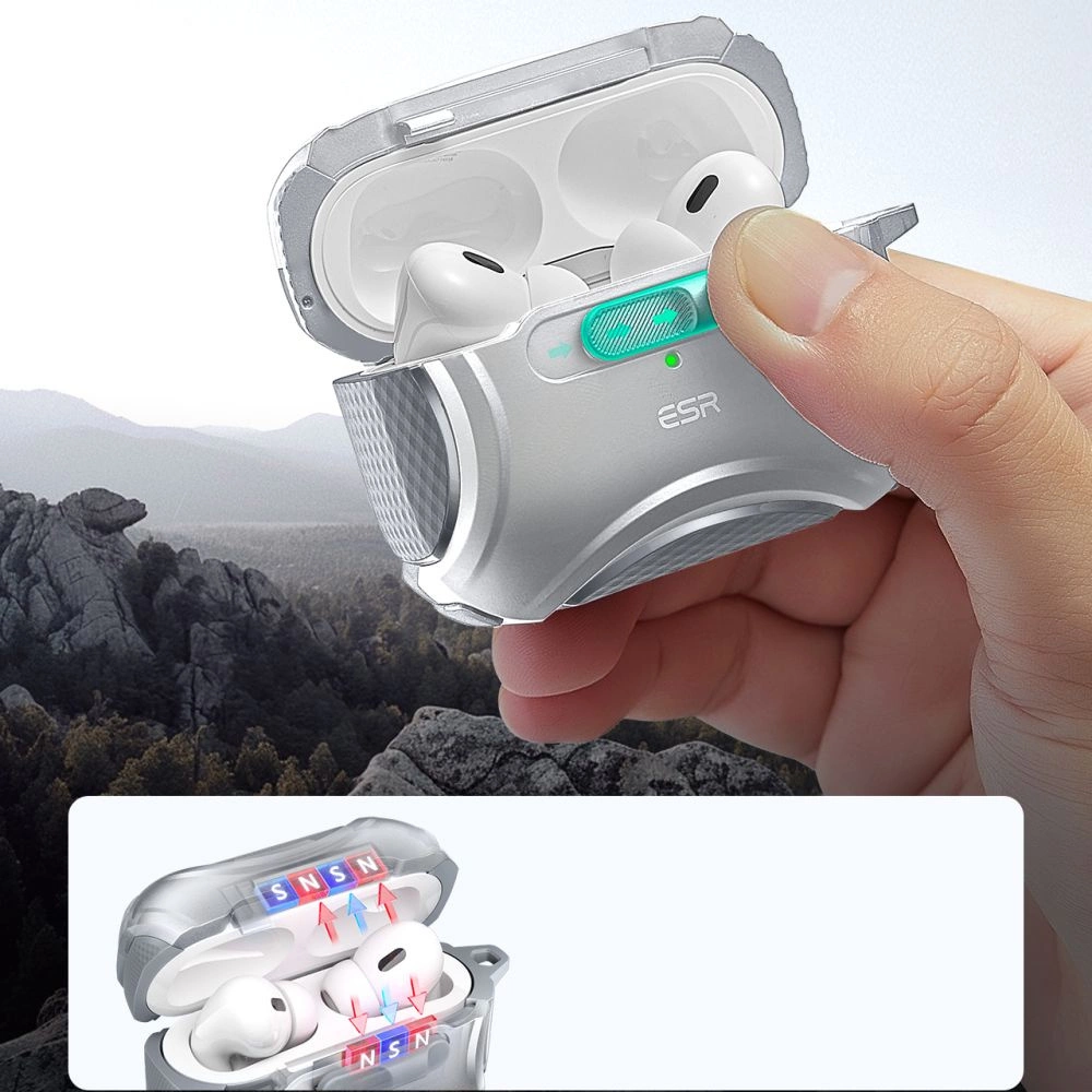 ESR Cyber ​​Flicklock Halolock MagSafe Case for Airpods Pro 1/2 - Silvereng
